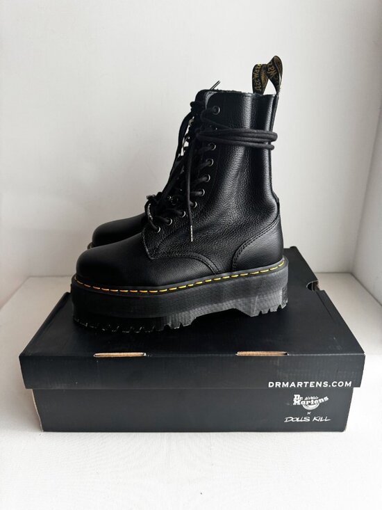 Doc Martens X Dolls Kill Black Leather Boots 9 - Picture 2 of 11